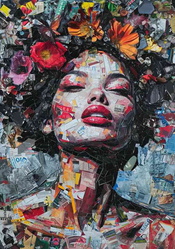 Collage woman made up of many different stylrs | Di-Bond