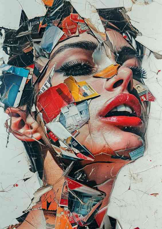 Collaged into a head of a woman | Metal Poster
