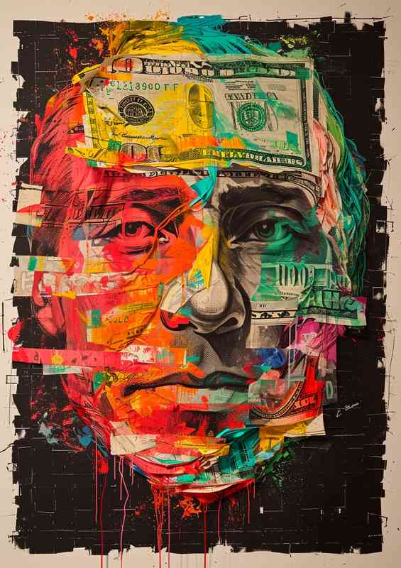 Colorful paper painting with a dollar | Poster