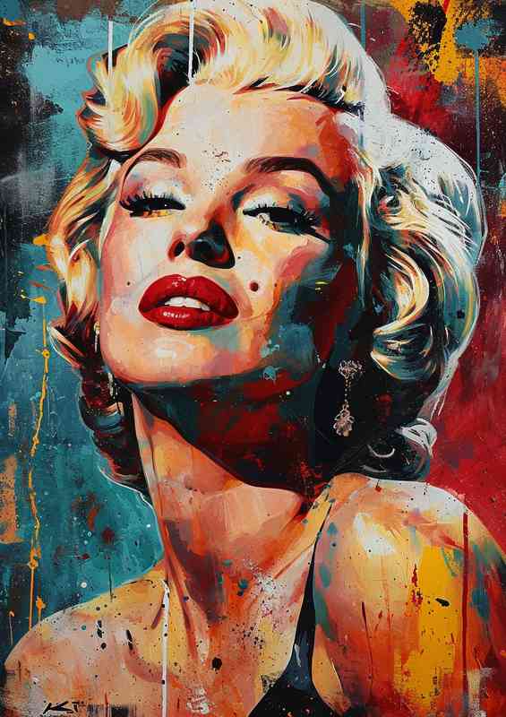 Comic marilyn monroe drippy painted art | Canvas