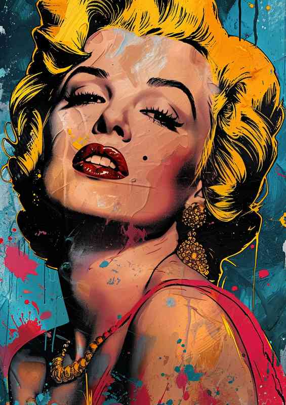 Comic marilyn monroe splash art paint | Metal Poster