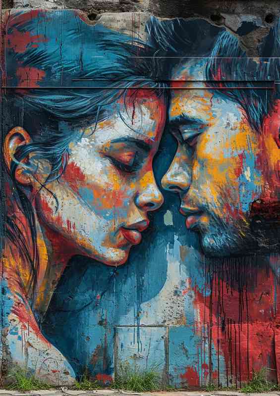 Couple on the wall in love | Canvas