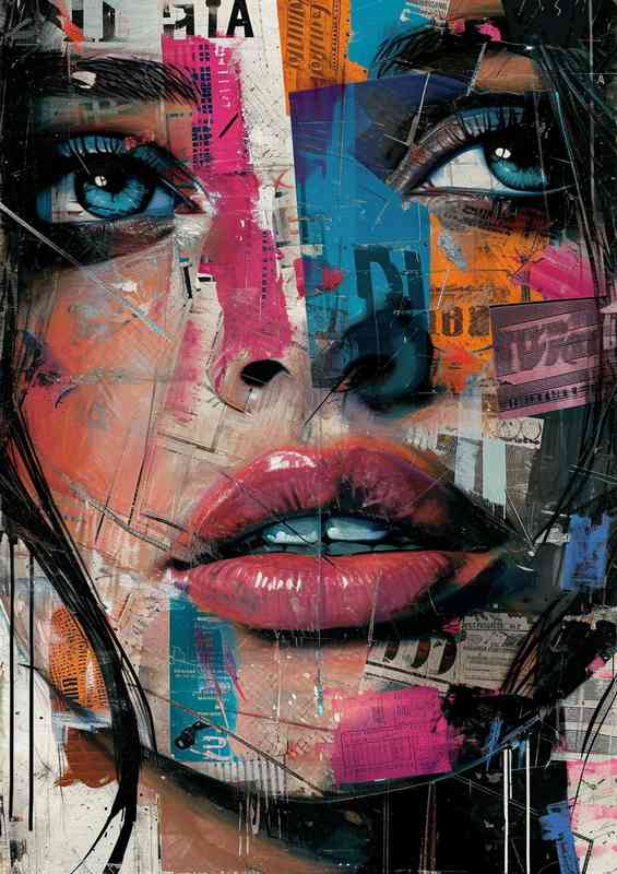 Face of a woman with print style art | Canvas