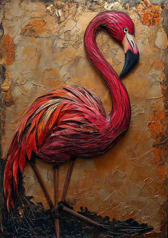 Flamingo on a brown backgroud | Poster