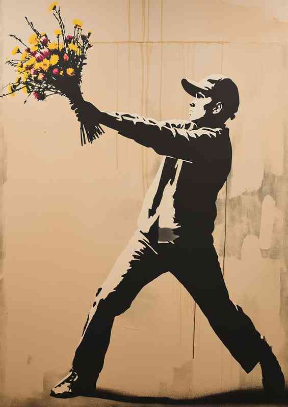 Flower boy in the style of Banksy | Canvas