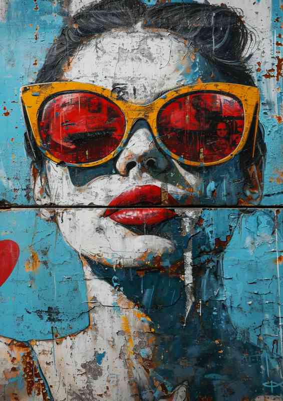 Girl with big red glasses in a pop art style | Canvas