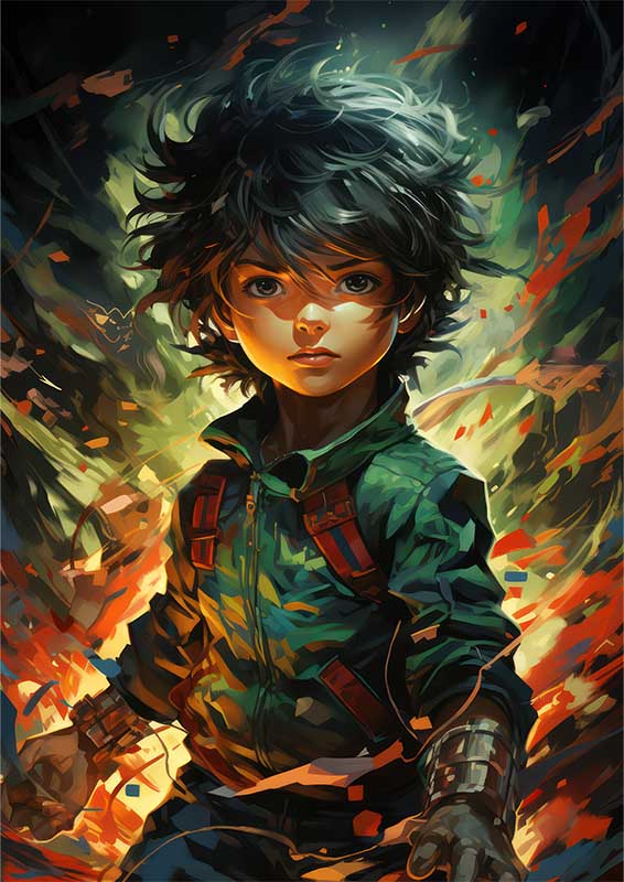 Twilight lord a boy with lightning flying all over | Canvas