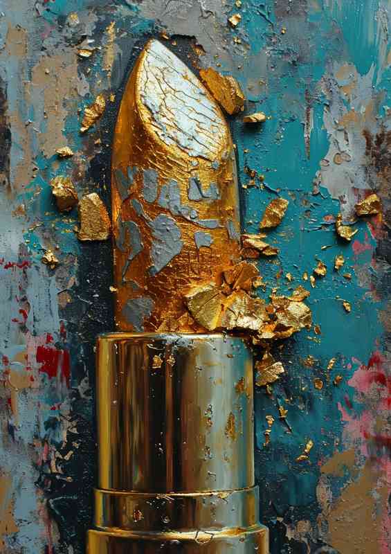 Gold lipstick street art | Poster