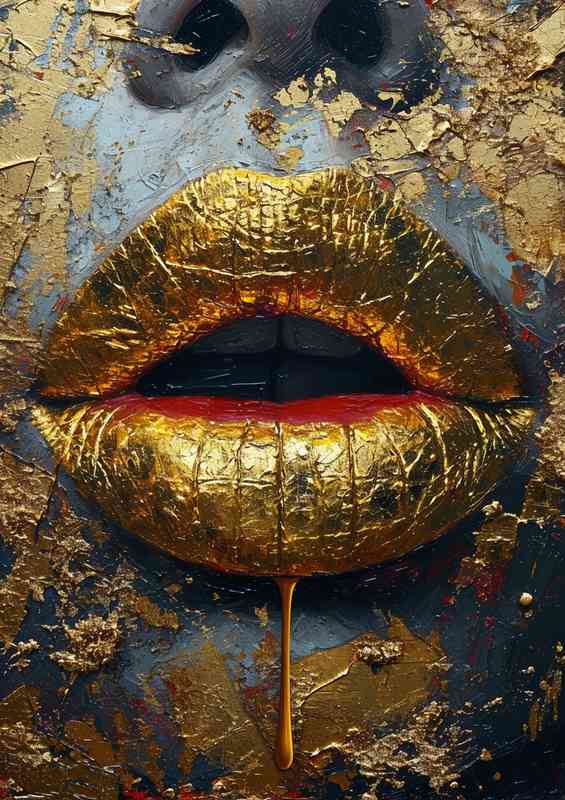 Gold money pouring through a lipstick | Canvas