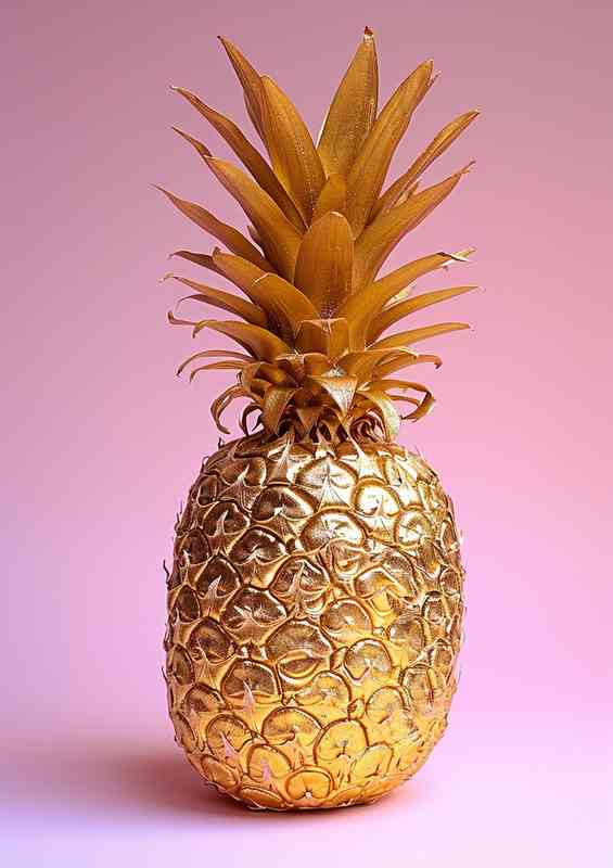 Gold pineapple on a pink background | Poster