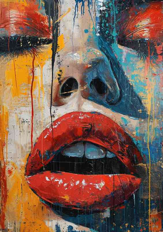 Good vibes lady art with red lipstick | Canvas