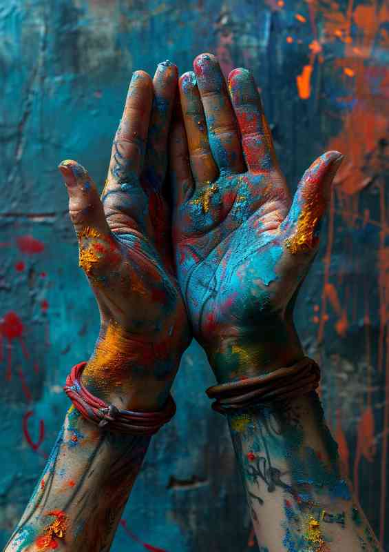 Graffiti covered hands colourful | Poster