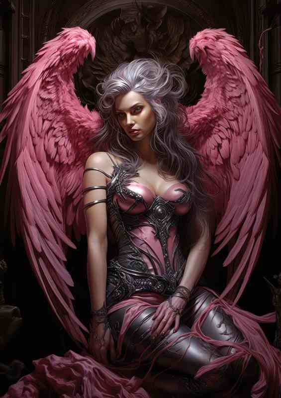 The Dark Angel with pink wings | Canvas