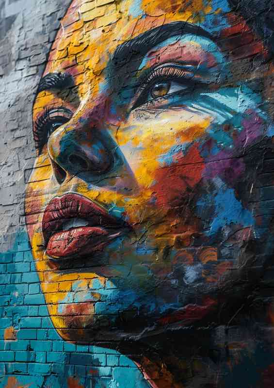 Lady on the wall street art graffiti | Di-Bond