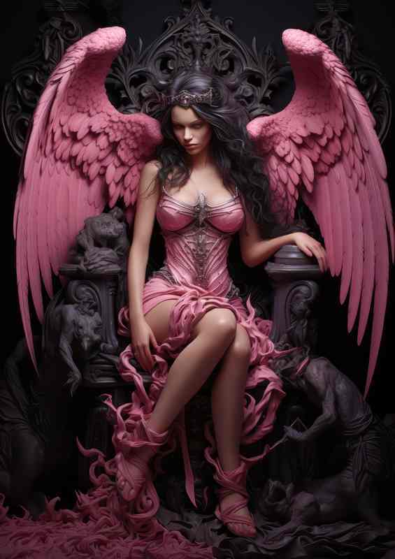 The Dark Angel with pink wings and pink dress | Di-Bond