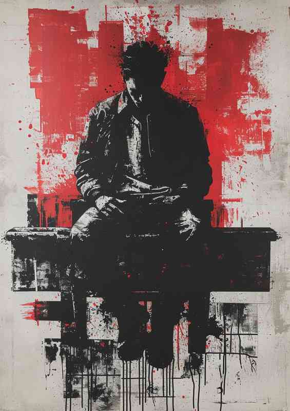 Man sitting on a table with money | Poster