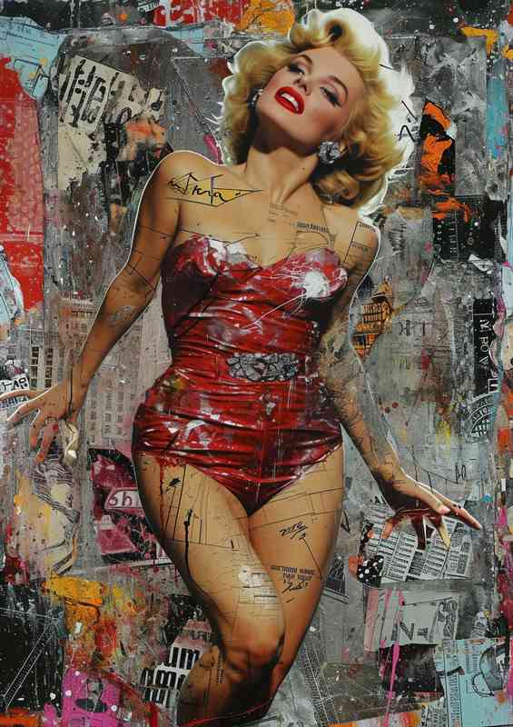 Marilyn monroe with various graphics street art | Di-Bond