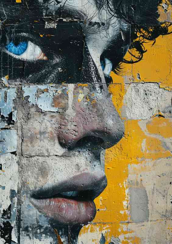 Painted wall blue eyes pop art style | Canvas