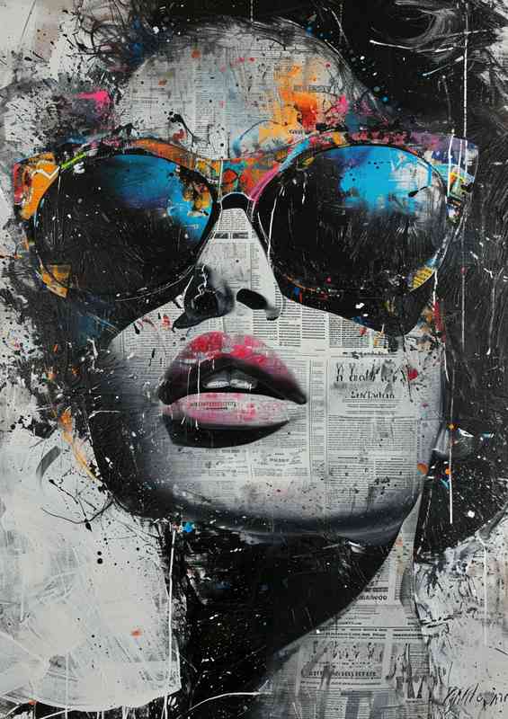 Painted woman paper art graffiti | Di-Bond