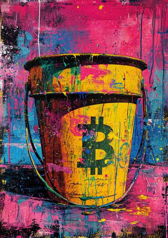 Painting style shows a bucket of digital money | Canvas