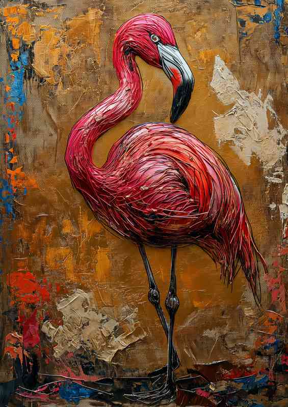 Pink flaimgo bird street art | Canvas