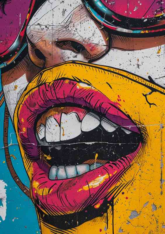 Pop art line work ladys head | Metal Poster