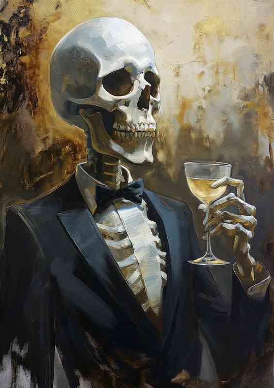 Skeleton in a suit making a toast | Di-Bond