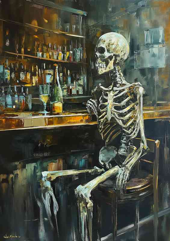 Skeleton waiting for the bartender | Poster