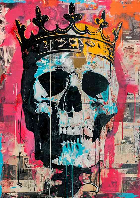 Skull with a crown on a piece of colored paper | Canvas