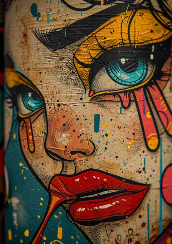 Urban art lady with big eyes | Di-Bond