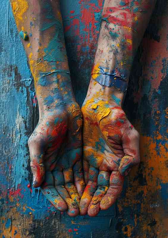 Wallpaper with graffiti covered hands | Canvas
