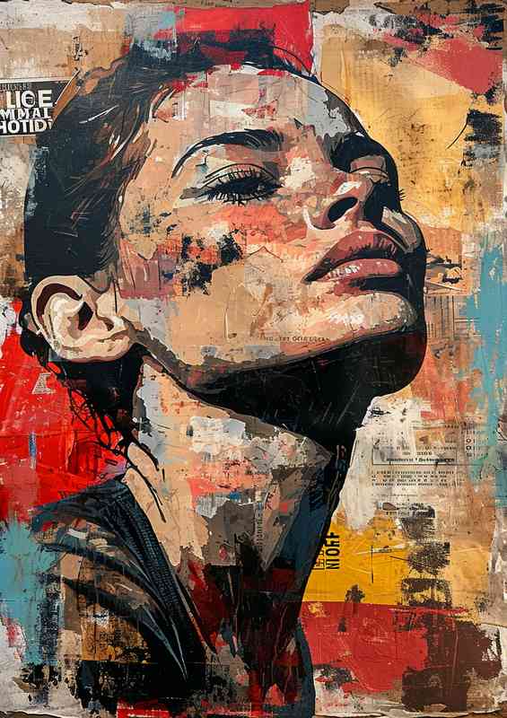 Woman looking proud urban street art | Metal Poster