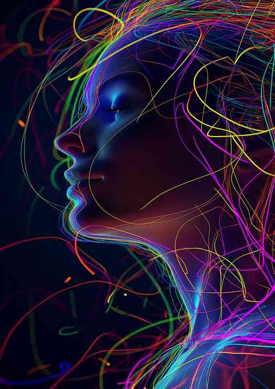 Womans head on with colored light | Di-Bond