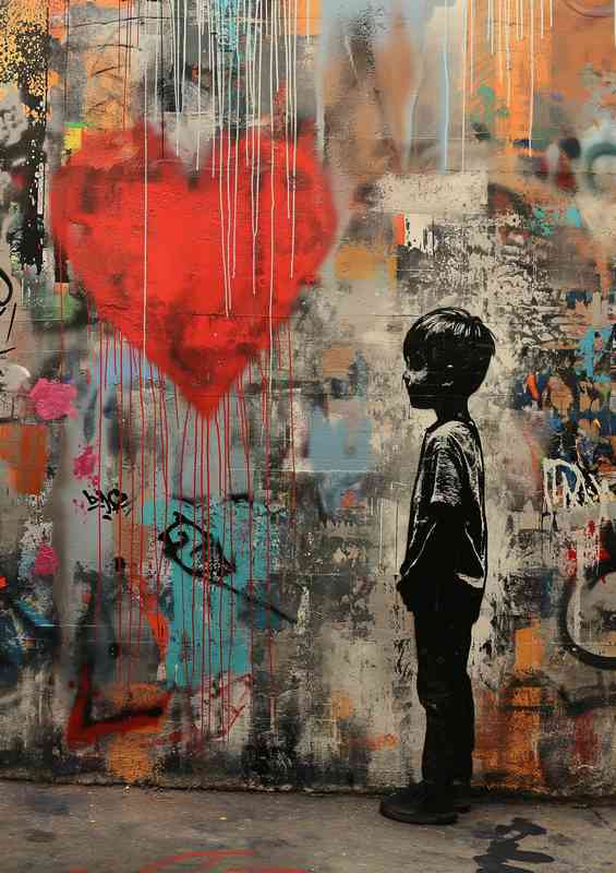 Young boy looking for love street art | Poster