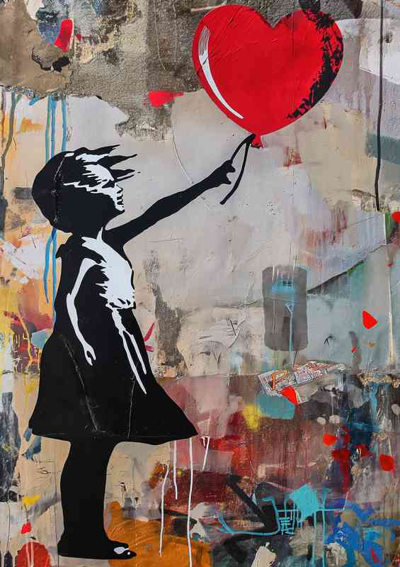 banksy inspired girl letting go of the ballon | Canvas