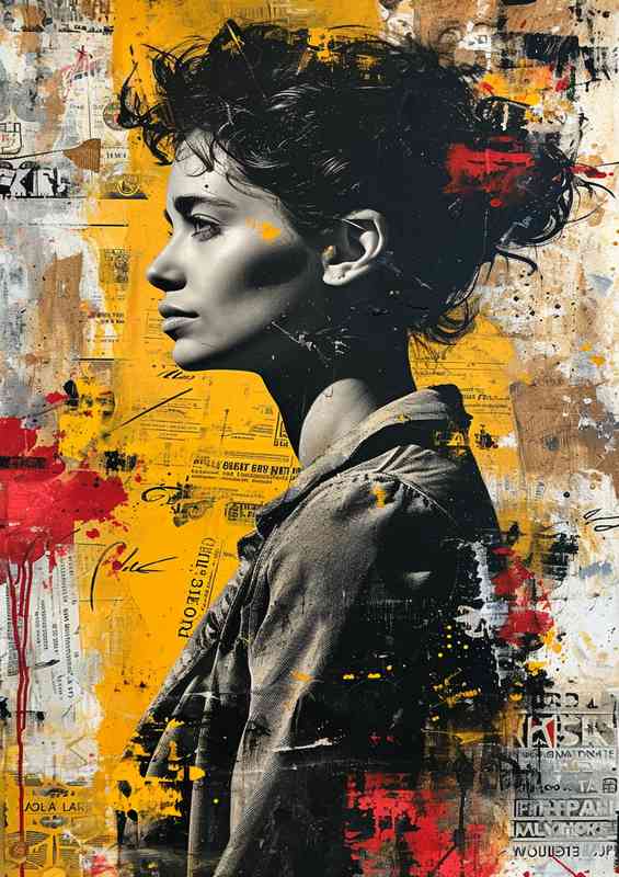 woman surrounded by paper art | Metal Poster