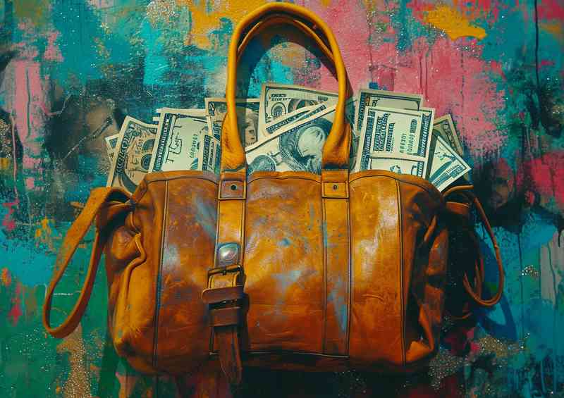 A bag full of money with colorful splashes | Di-Bond
