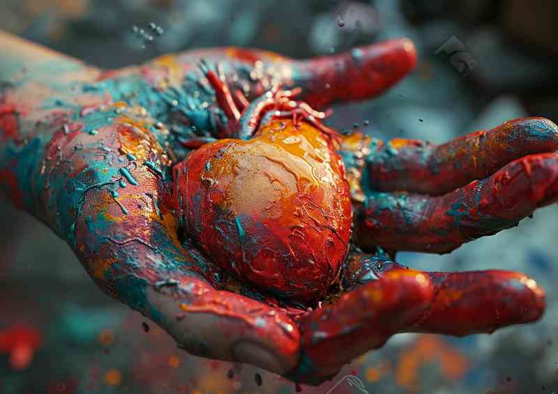 A heart in your hand clolourful | Metal Poster