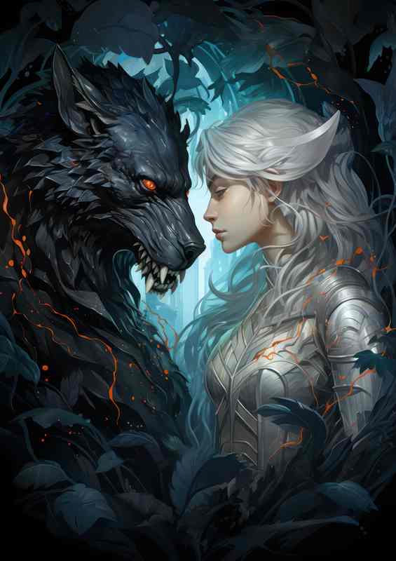 Two wolfs are in love with each other | Canvas