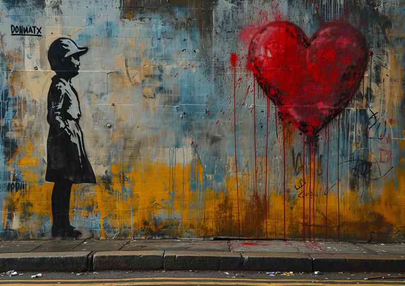 Banksy inspired love heart on the wall | Poster