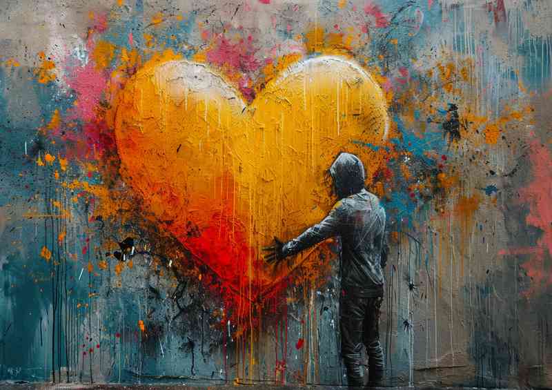 Banksy inspired sharing street love | Metal Poster