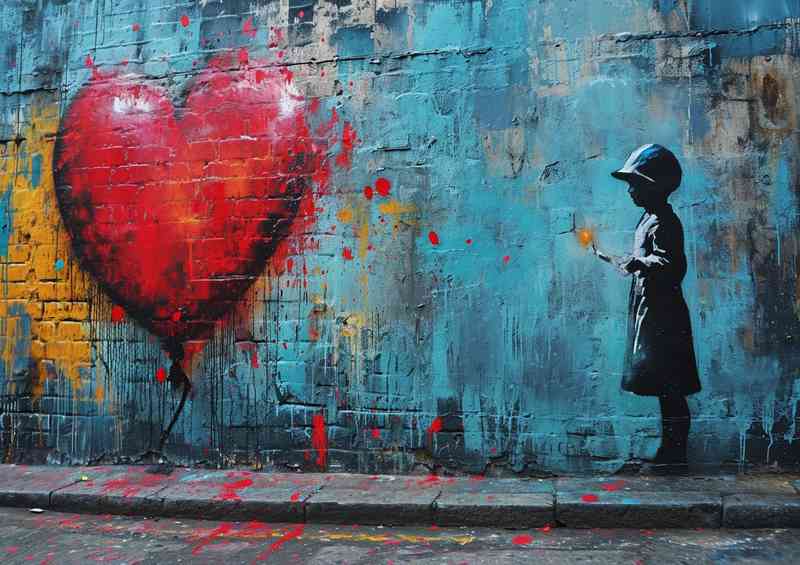 Banksy style graffiti heart felt wall | Di-Bond