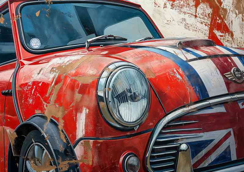 British flag painting of a mini cooper | Poster
