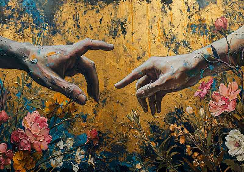 Creation of two lovers and flowers | Canvas