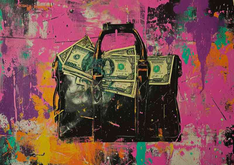 Dollar bills in a bag street art | Poster