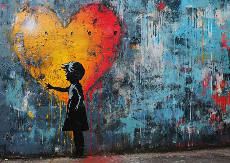 Graffiti banksy style lost in the love heart | Canvas