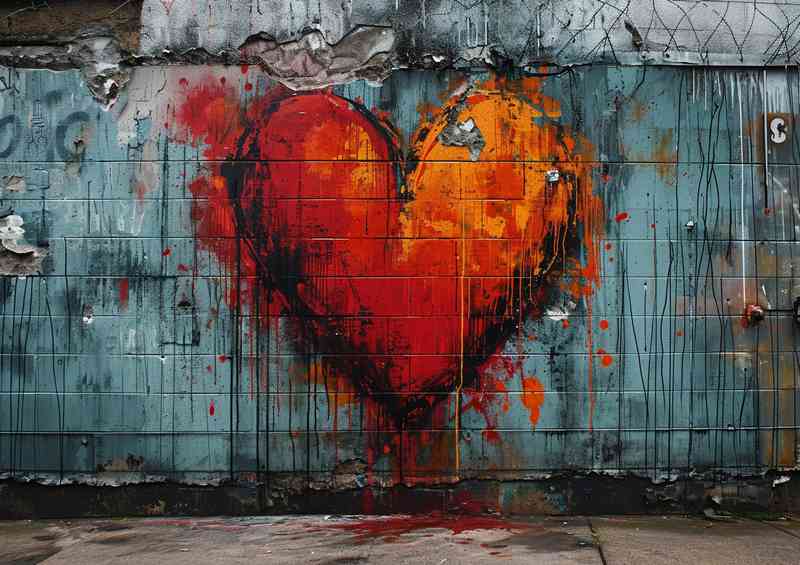 Graffiti heart love on a wall | Poster