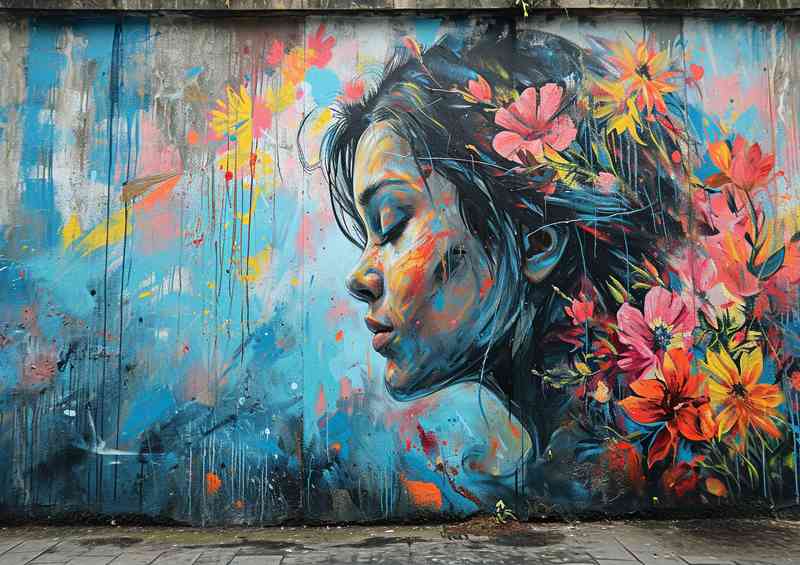 Lady and the flower art graffiti wall | Di-Bond