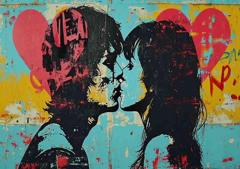 Love is all we need kissing pop art style | Di-Bond