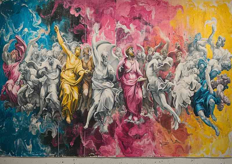 Montage of different images on a graffiti wall | Poster